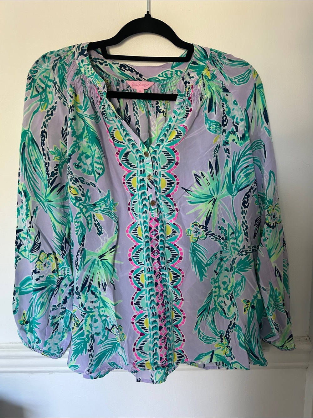 Lilly Pulitzer Lavender Floral Tunic with Green & Aqua Print